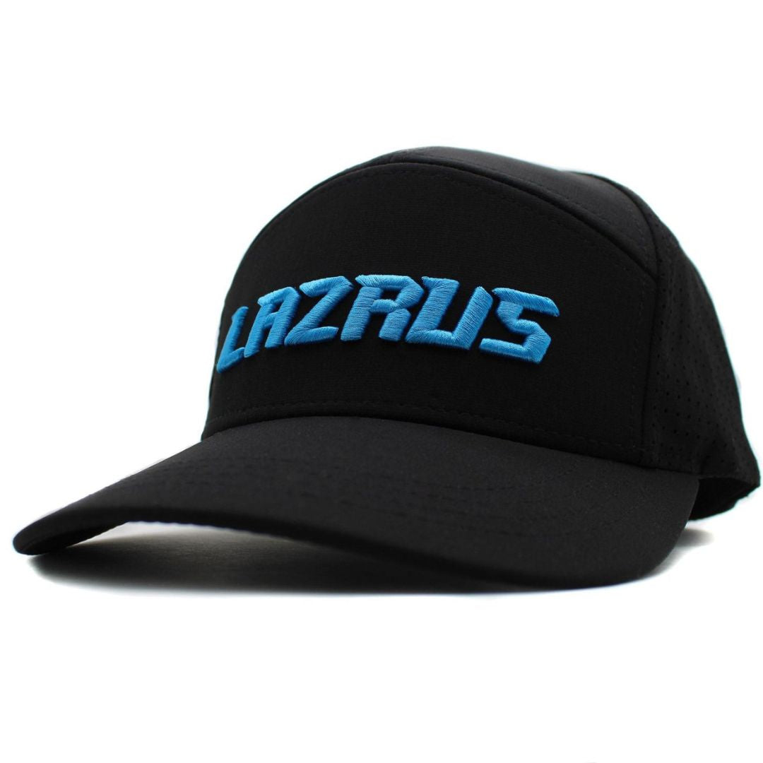 Lazrus Golf Snapback Hats, Black with Blue Logo
