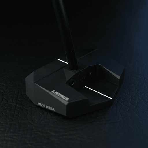 Lazrus LAZ2.5 zero torque mallet putter in Black finish showing alignment of white guideline