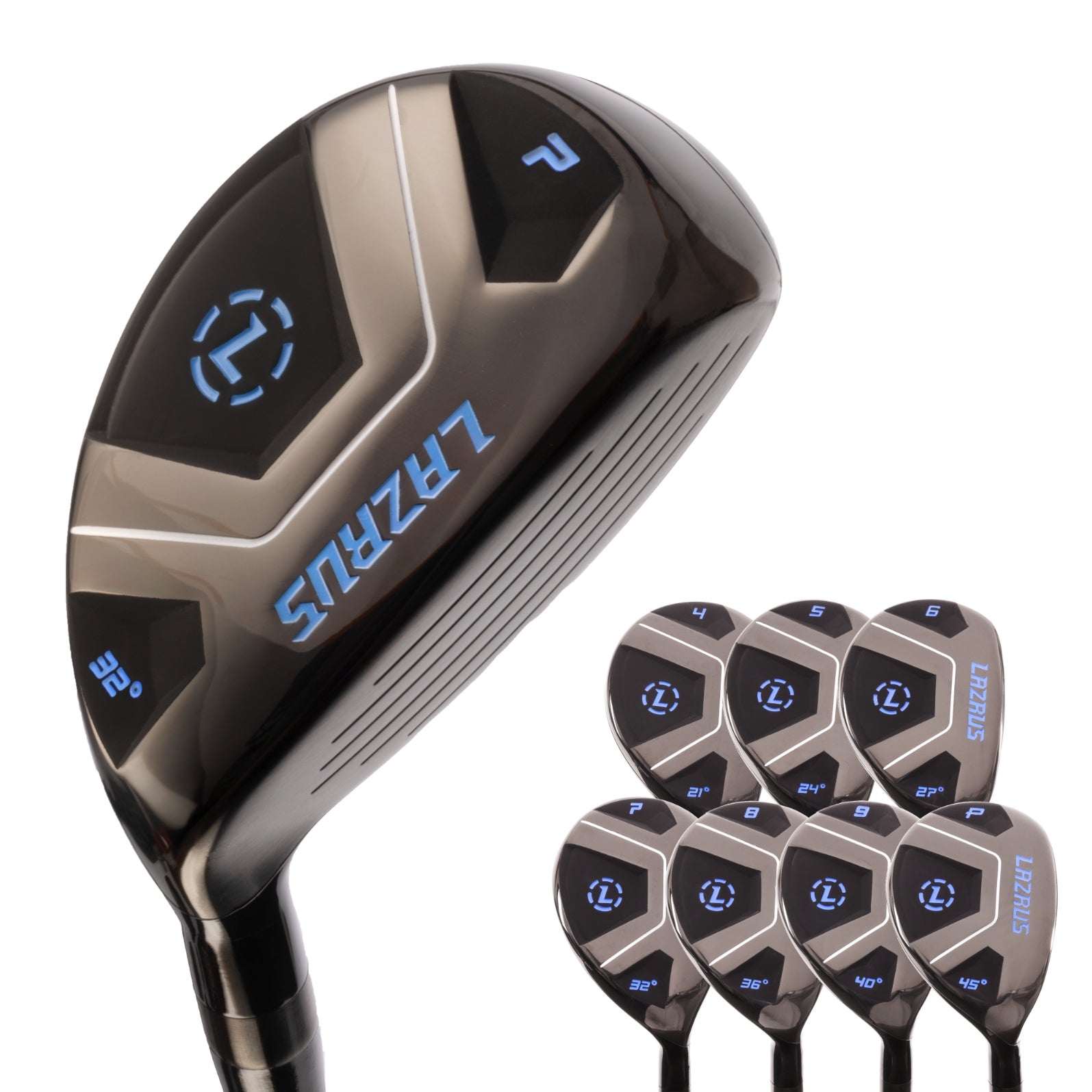 Lazrus Golf 13 pc Set - Driver, 3 Wedges Set, Hybrids (4-PW), Putter & Bag (optional)