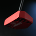Lazrus LAZ2.5 zero torque mallet putter in Red finish showing alignment looking down the milled face