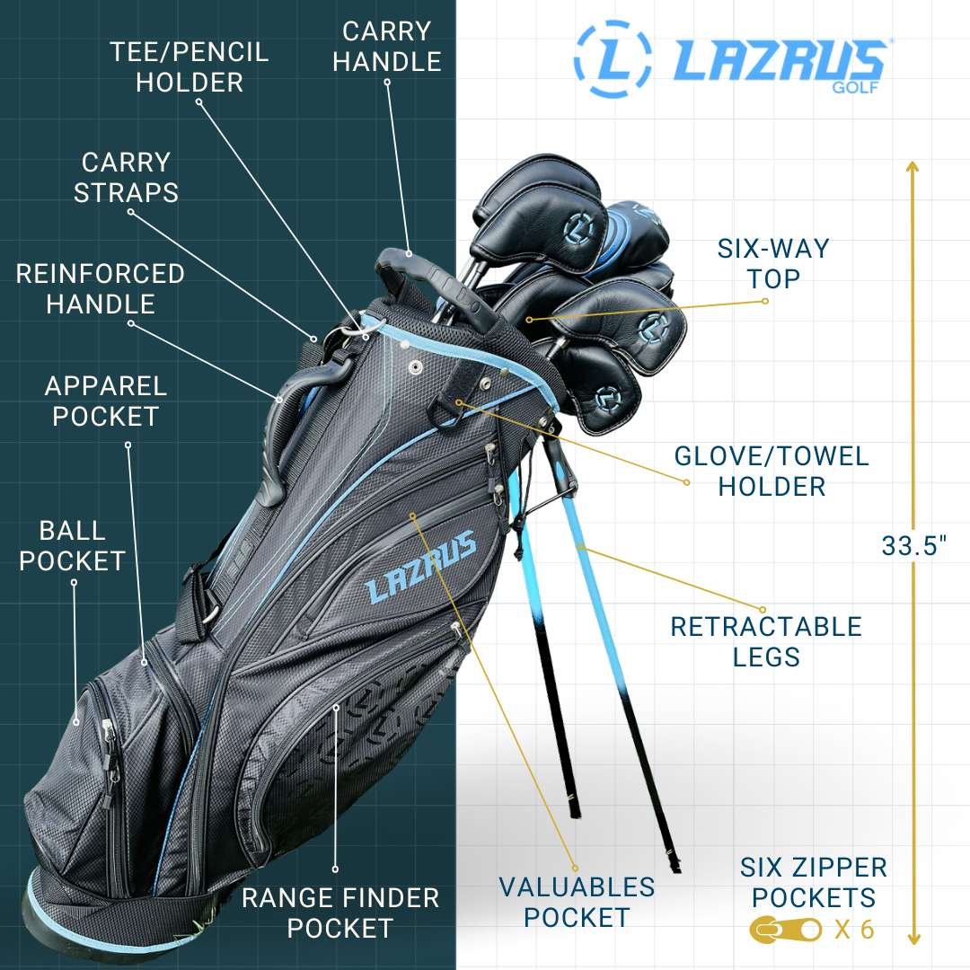 LAZRUS Premium Black Golf Bag